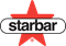 Starbar products logo of a red star and white label with black text